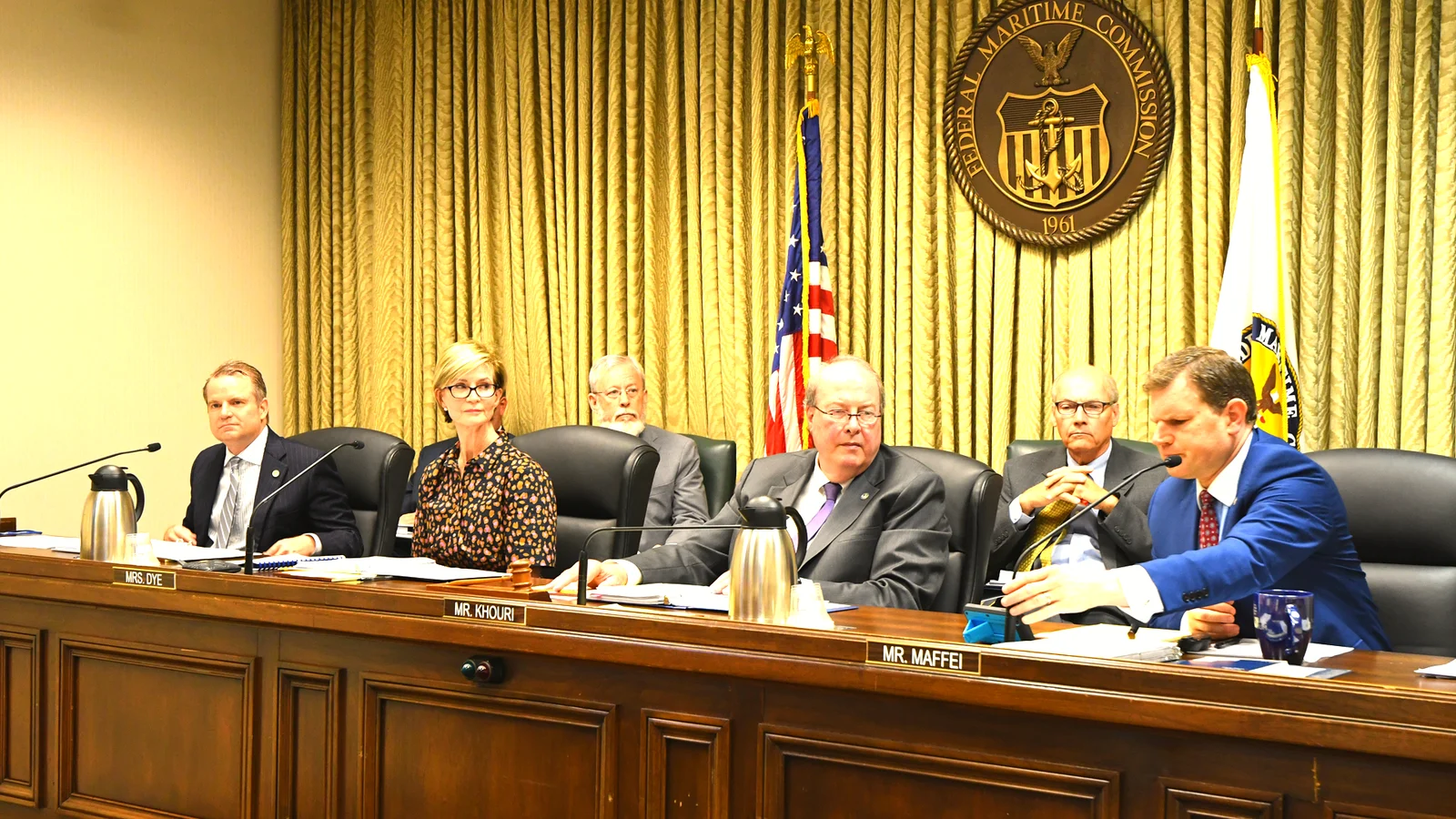 Federal Maritime Commission commissioners at a public meeting in Washington